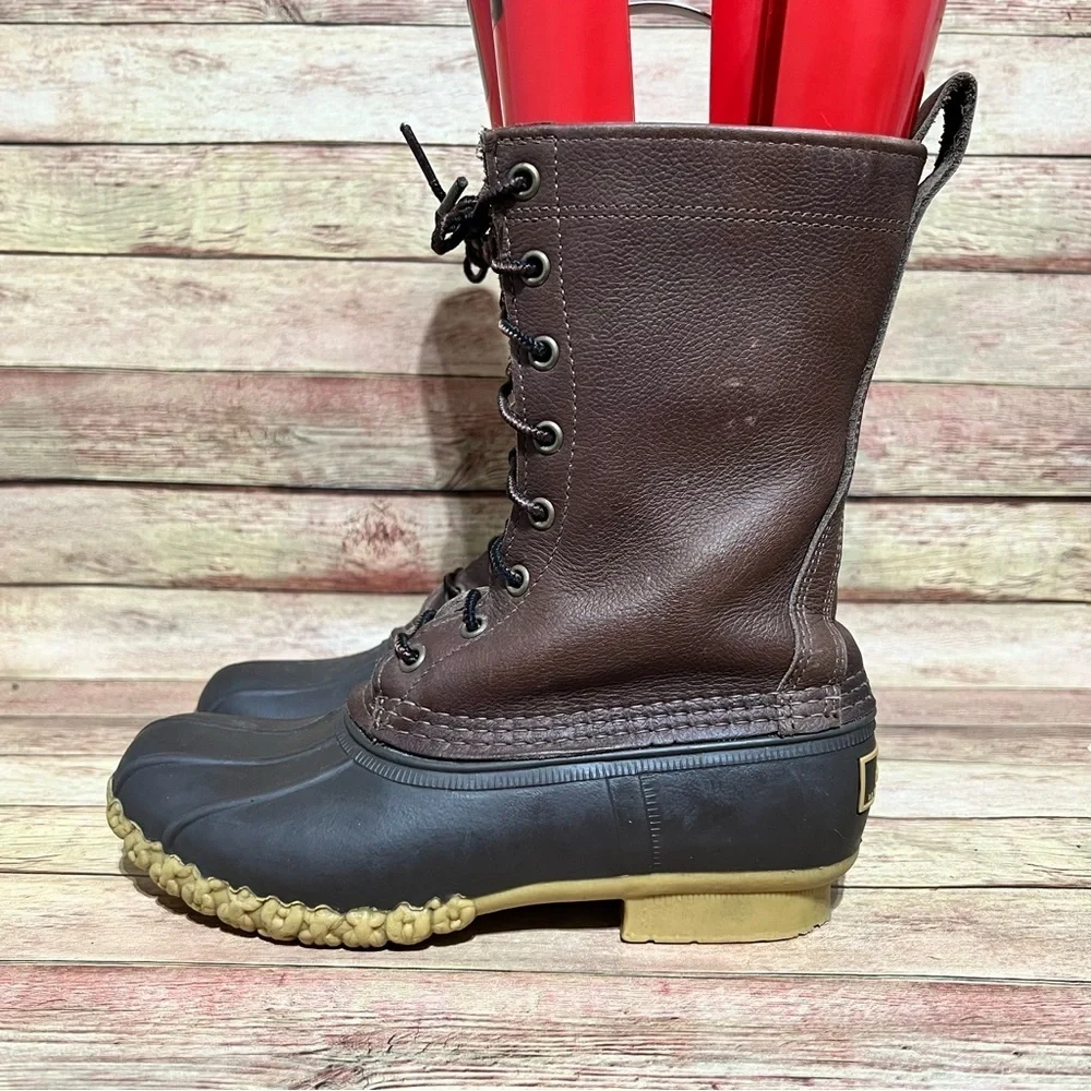 L.L. Bean 10” Brown Duck Boots - Picture 1 of 10